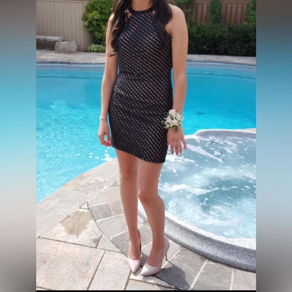 Black dress - size 2 - worn once - wedding - black tie